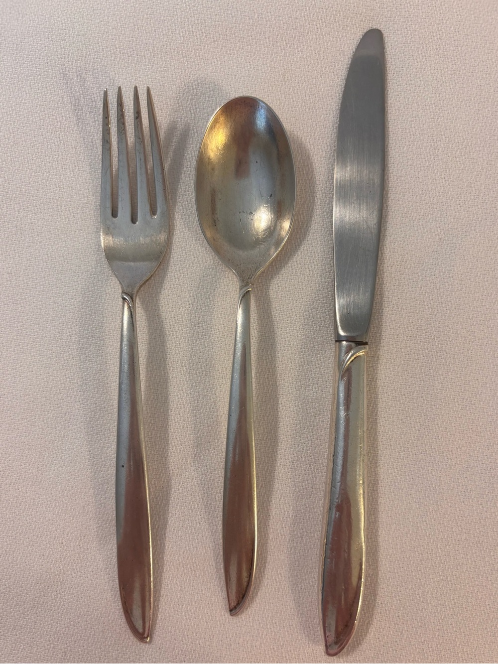 International Sterling RHYTHM 3 Pc YOUTH Set Knife Fork Spoon Mid Century
